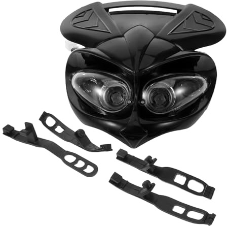 VALICLUD Set Faro Anteriore Moto da Cross Nero con Luci Ausiliarie, Gruppo Ottico Resistente Agli Urti, Staffe con Cinghie in Gomma per Fissaggio Sicuro, Compatibile con Bbr Klx Crf50/70