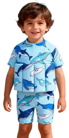 Generisch 2026 traje de baño para niños con estampado de diseño flotante, traje de baño de moda en colores contrastantes para, azul, 6-9 meses