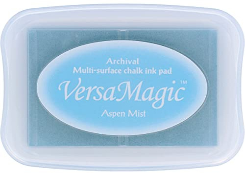 Tsukineko VersaMagic Stempelkissen - Blau, Aspen Mist - Groß - Wasserbasis - Lufttrocknend, Dekkend - Embossing - für Dünnes Papier