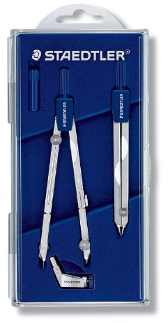 STAEDTLER 554 T11 Mars Basic 554 Präzisionszirkel mit Stechzirkel, im Klappdeckeletui, silber