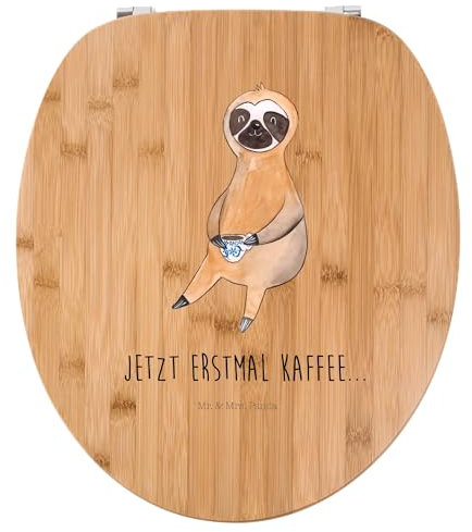 Mr. & Mrs. Panda Motiv WC Sitz Faultier Kaffee - Geschenk, Toilettendeckel, erster Kaffee, Frühaufsteher, Faultier Deko, Toilette, Faultier Geschenk,