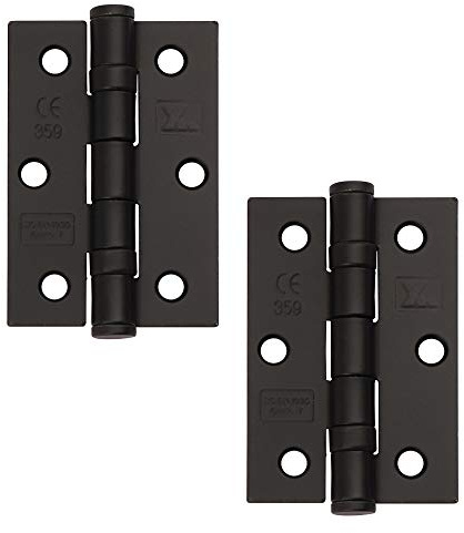 Excel XL965-BLK Pair of 3 Grade 7 Door Hinges, Matt Black