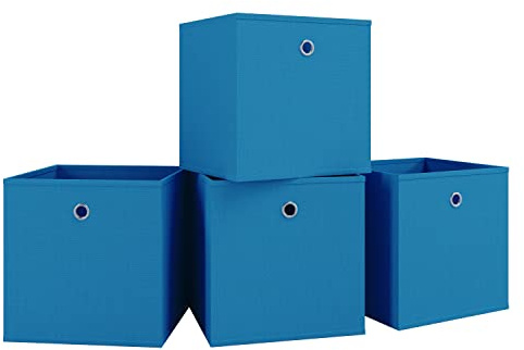VCM 4-set vikbar låda fällbox samlingslåda tyglåda hyllbox hyllkorg boxas blå
