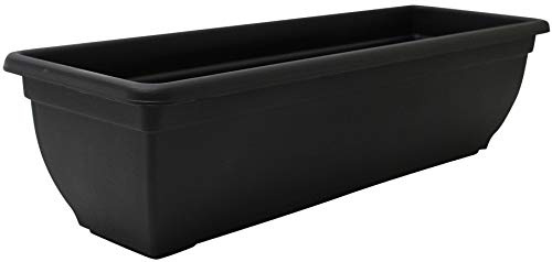 Großer 60 cm schwarzer Kunststoff-Pflanztopf aus Kunststoff, rechteckiger Übertopf für Fenster (4 Stück)