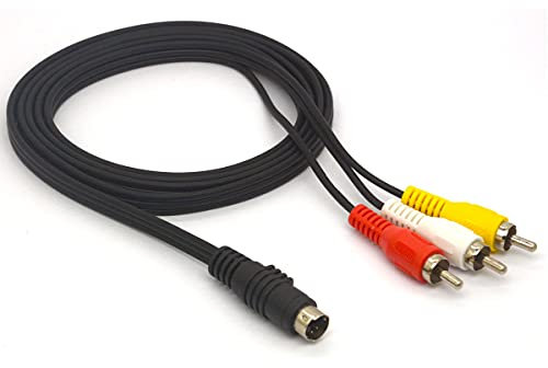 HTGuoji - Cavo di conversione S-Video maschio a 3 RCA maschio per collegare PC portatili con jack S-Video a 4 pin a TV (1,5 metri)