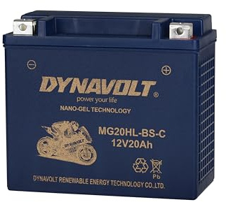 DYNAVOLT - NANO-GEL MG20HL-BS-C Motorradbatterie 12V 20Ah 410A. Ersetzt YTX20HL-BS. Maße: 175x87x154mm. Wartungsfreie Motorradbatterien mit Nano-Gel-Technologie. Ideal für Rennmotorräde