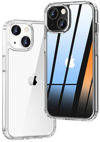 ONES Funda Transparente Duro Fino iPhone 13 mini『Antigolpes Airbag』『Borde Elevado Protege Cámara Pantalla』[Anti Amarillo][Antideslizante], PC+TPU Híbrido Protectora Silicona Coque para Apple 5.4''