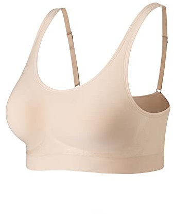 Lemef Non Wired Bras for Women Comfort Wireless Bras Seamless Wirefree Bras Full-Coverage 1*Beige, S