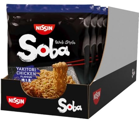 NISSIN Soba Wok Style Yakitori Chicken Instant Noodles, 110 g (9-Pack) | Quick & Easy Instant Noodles Meal, Low in Fat, Ready in 3 Minutes, Perfect for On-the-Go, Quick Snack