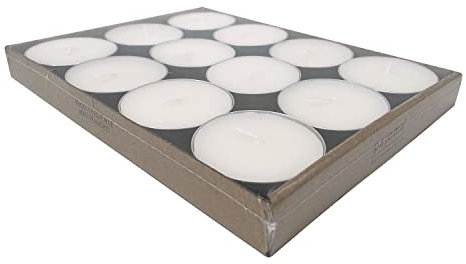 pajoma Maxi lumini 12 pezzi non profumati, durata 8 ore in ciotola in alluminio