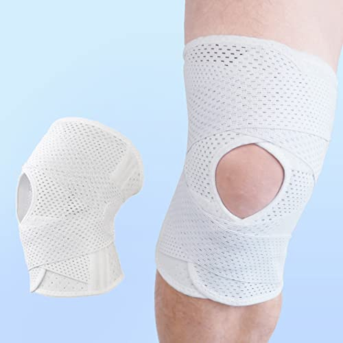 Fockety Patella-Kniebandage, Atmungsaktive Weiße Weiche Kniebandage V-förmige Träger, Ultradünn Zum Joggen Zum Laufen