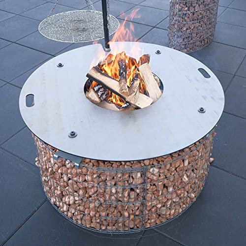 bellissa – Feuerplatte Sole für Gabionen-Feuerstellen 100cm – Massive Stahl-Grillplatte mit Aufsatzfüßen Hitzeverteilung für Fleisch, Fisch & Gemüse – Hitzebeständig langlebig & wetterfest