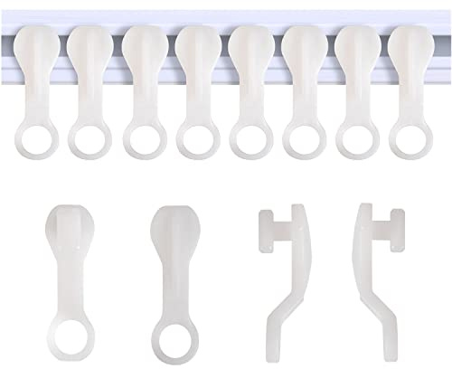 Curtain Glider Hooks White Plastic Curtain Hook for Curtain Rail Track, Pack of 100…