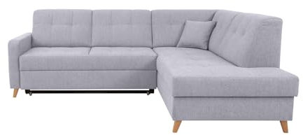 BLACK RED WHITE® Ecksofa mit Schlaffunktion Lars| Wohnlandschaft | Couchgarnitur | im Skandinavisch Stil | 232x187 | Schlafsofa für Wohnzimmer, Esszimmer