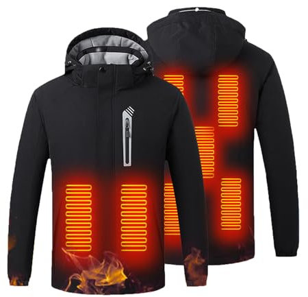 Battnot Beheizbare Jacke Heizjacke Herren Wasserdicht Winddicht warm Softshell Winterjacke Beheizbare Weste Winter Warm Mantel Elektrischer Beheizte Jacken für Outdoor Wandern Jagd Camping