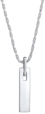 Kuzzoi Halskette Herren 925 Silber mit Barren Anhänger (30 mm) Plättchen poliert Herrenkette für den Mann Kettenlänge 60 cm, 0112651523