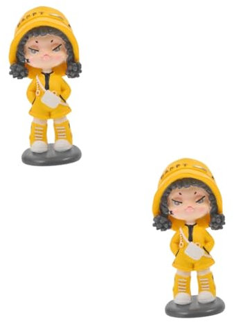 Toyvian 2stücke Niedliche Cartoon Mädchen Figur Auto Armaturenbrett Dekoration Robuste Resin Puppe Für Wohnraum Büro Auto Und Charmante Handarbeit Für Freundinnen Und Deko-Liebhaber