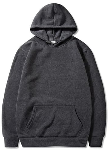 UHouse Hoodie Herren Baumwolle Herbst Kapuzenpullover Leichte Dünne Sweatshirt mit Kapuze Y2k Freizeit Hoody Männer Pullover Einfarbig Kapuzenpulli Kapuzenshirt Sport Sweatshirts Dunkelgrau M