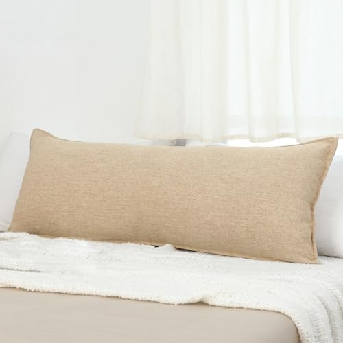 LIGICKY 1er Set Neutrales Leinen Kissenbezug 35x90 cm Beige Dekorative Zierkissenbezüge Rustikales Bauernhaus Boho Wohnkultur Lendenkissen Kissenbezüge Sofakissen für Wohnzimmer Couch Auto