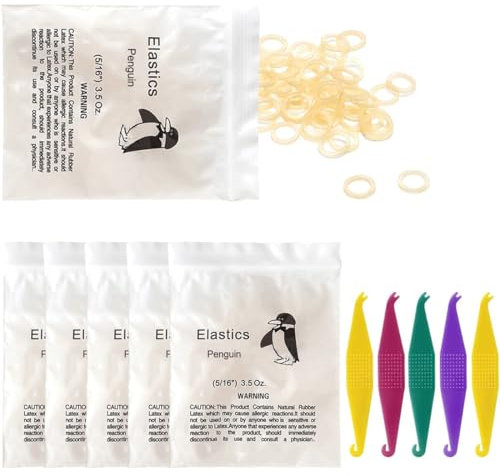 PYRUVAE Elásticos Multiuso, 500pcs Dentales Elásticas, 5/16 Pulgadas Bandas de Goma Multiusos con 5 Colocadores Elásticos Ortodónticos de Plástico, para Dientes Paréntesis, Dientes Separados
