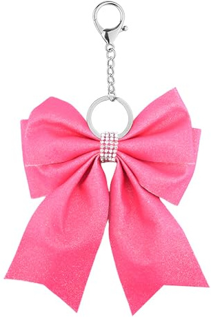 Guqqeuc Cheer Bow Schlüsselanhänger für Autoschlüssel, Cheerleading-Schleife, Schlüsselanhänger, Taschenzubehör, Charm, Handtaschen-Anhänger für Frauen, Taschen, Autoschlüssel-Anhänger, rose, S