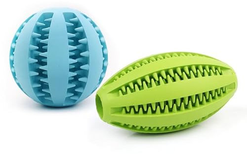 Miaomiao Spielsachen-Set mit Futterball und Snackball aus Naturkautschuk - Zahnpflege für Kleine, Mittelgroße und Große Hunde