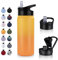 UMBFUN Edelstahl Trinkflasche - 500ml - mit Strohhalm,Auslaufsicher,Kohlensäure Geeignet,BPA frei Thermosflasche(+2 Deckel) Vakuum Doppelwandisolierung für Sport,Reisen,Camping,Schule,Fahrrad,Gym