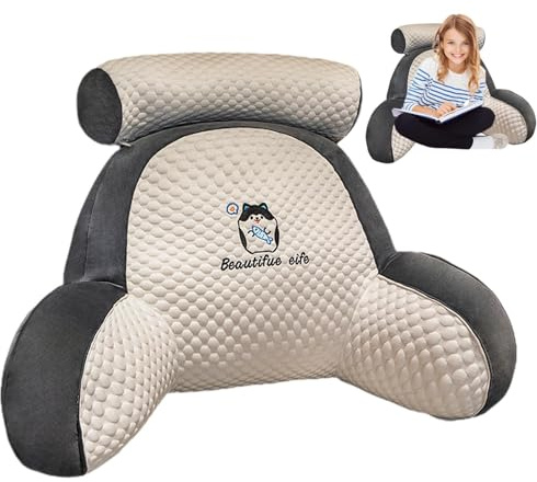 Almohada de Lectura para Cama para Adultos, Almohada de Lectura 2 en 1 con Soporte para la Espalda del Brazo del Cuello, cojín Multifuncional para sofá y mesita de Noche, cómoda Almohada con Brazos