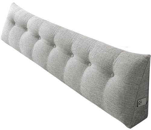 Cojín de Lectura Compensado Triangular Oreiller para Cabecero de Cama Cojines Largos para Sofá Reposo de Cama Apoyo para Leer Relajarse Cojín de Lectura Triangular, 200*50*20 cm - verde plateado