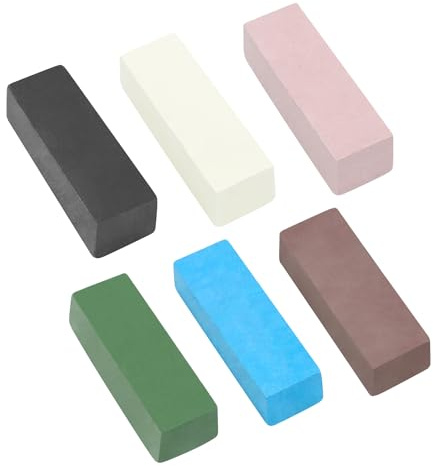 QZATACAEN Polierpaste Polieren Schneiden Compounds 6 Stück Kits für Edelstahl-Aluminium-Schmuck, Schwarz Weiß Violett Braun Blau Grün, von Grob bis Fein - 100g/Stück