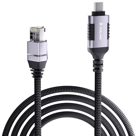VCELINK USB C to Ethernet Cable, 6.56FT, 1000Mbps, Braided Type C to RJ45 | Plug & Play, Driver-free