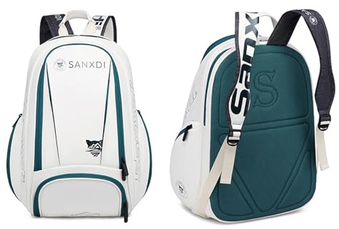 Tennis Bags for Women and Men Badminton Bag with Shoe Compartment Tennis Backpack Equipment Carrying Bag with Mesh Pocket Racquet Storage Pack for 2 Paddles Ball Water Bottle & Accessory