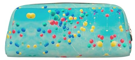DNBCLEZK Federmäppchen mit bunten Luftballons, personalisierbar, Leder, Reißverschluss, Volldruck-Design, für Schule und Büro (personalisiertes Muster), gold, Einheitsgröße
