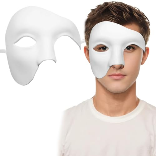 YOFAPA Maskerade Maske, Halbgesichtsballmaske mit Bändern, bequeme Phantom der Oper Maske, leichte venezianische Phantommaske für Halloween-Kostümparty