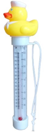 Duck Pool Thermometer | Cartoon Floating Pool Thermometer | Poolthermometer Schwimmend mit Schnur | Badewanne Temperaturmessgerät mit Cartoon Tiermotiv für Draußen & Drinnen