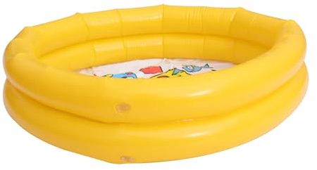 Hohopeti Piscine Gonflable Garçon et Filles Ronde en PVC Jaune, Pataugeoire Bébé pour Jeux Aquatiques et Baignade Estivale, Jouet Piscine Sécurisé pour Intérieur et Extérieur,