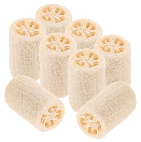 SAFIGLE 8pièces Éponges de Bain Exfoliantes Luffa Naturel pour Corps Vaisselle Lot de Conception Ergonomique