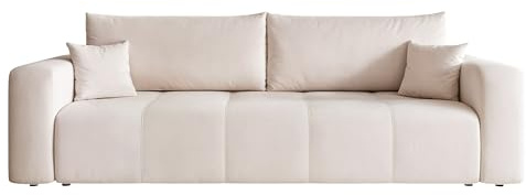 IDOHOME 93x244 Sofa mit Schlaffunktion (125x200) und Bettkasten (Massivholz + MDF) mit dekorativen Nähten auf der Sitzfläche