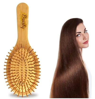 Spazzola per capelli in bambù naturale – Spazzola districante anti-rottura e antistatica – Wet Brush per capelli asciutti o bagnati – Massaggio sano per capelli