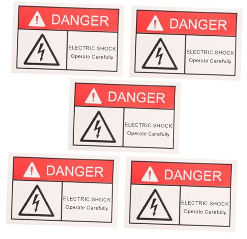 Etichette Adesive Avviso Alta Tensione 5 Pezzi per Sicurezza Elettrica | Pp, Carta Sintetica e Pet, per Quadri e Apparecchiature, Uso Industriale e Aziendale