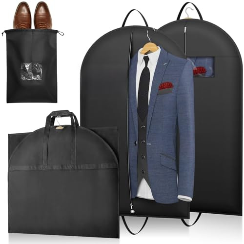 Lifewit Kleidersack Anzug Herren mit Reißverschluss, 100 x 60 cm, 2 Stück | 120 GSM Materialstärke mit Schuhsack für Anzug, Blazer, Kostüm, Premium Anzugtasche für Reisen und Aufbewahrung