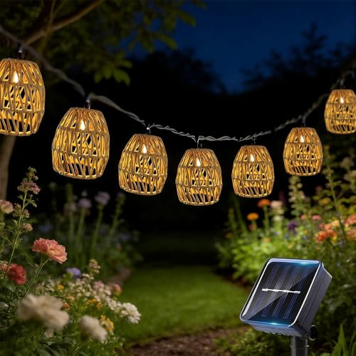10 Stück Solar Lichterkette Aussen 3.8m, Lichterkette Außen Solar, Wetterfest IP65 Wasserdicht, Papierseil Solar Lichterkette, Solar Lichterkette Outdoor für Deko Garten Balkon Terasse Hochzeit Party