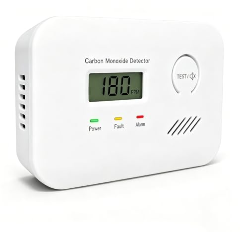 ZYTA Portable Carbon Monoxide Detector for Travel & Home, LZ-2915, 1 Pack | Replaceable Battery-Powered CO Alarm with LCD Display, Peak-Level Memory, AA Battery Included, EN 50291