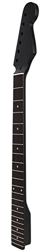 Alomejor Mástil de Guitarra Eléctrica de 22 Trastes, Diapasón de Palisandro y Arce Negro con Ajustable y Puntos Incrustados Laterales, para Accesorios de Repuesto de Mástil de