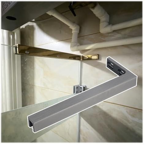 barre de fixation pour paroi de douche Barre De Support Pour Panneau Fixe De Porte De Douche Sans Cadre, Tige De Soutien Pour Paroi Vitrée De Douche(Gray,R-240mm(9.5inch))