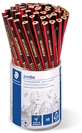 STAEDTLER 1285-2KP50 Noris Club Jumbo Schreiblernstift, Härtegrad HB, Köcher mit 50 Stück | Ergonomisches Dreikantformat, rutschfeste Soft-Oberfläche – für Kinder – Art.-Nr. 1285-2KP50