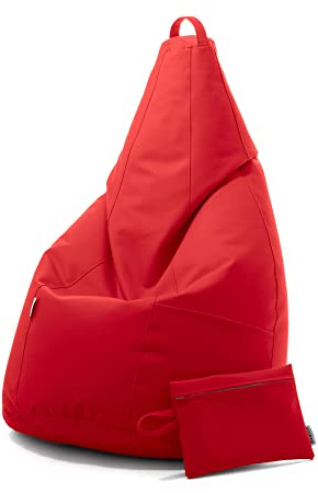 Avalon - Puff Poltrona Sacco Pera in Ecopelle Deluxe, Pouf Sacco di Qualità Sartoriale, Bean Bag per Sedersi Ergonomico, Pouf Sacco Impermeabile, OMAGGIO Pochette-Made in Italy(70x130cm-Rosso)