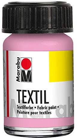 Marabu 17160039236 - Textil Stoffmalfarbe hellrosa 15 ml, Stoffdruckfarbe auf Wasserbasis, für helle Stoffe, waschbeständig bis 60°C, weicher Griff, einfache Fixierung durch Bügeln o. Backofen