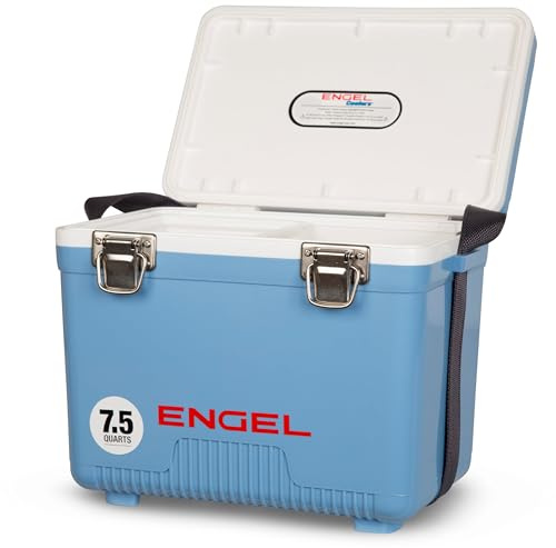 ENGEL Cooler Box 7.1 L - Leak-Proof Drybox Cooler for Camping, Fishing,Hiking,Picnic - Mini Ice Boxes Large Enough for 8 Cans, 31 x 20.3 x 25.4 CM Small Cool Box for Drinks and Food in Blue