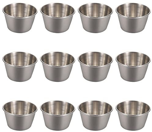 Assiettes à Sauce en Acier Inoxydable, Tasses à Sauce Individuelles, Bols à Sauce réutilisables pour assaisonnements, apéritifs, 6 cm